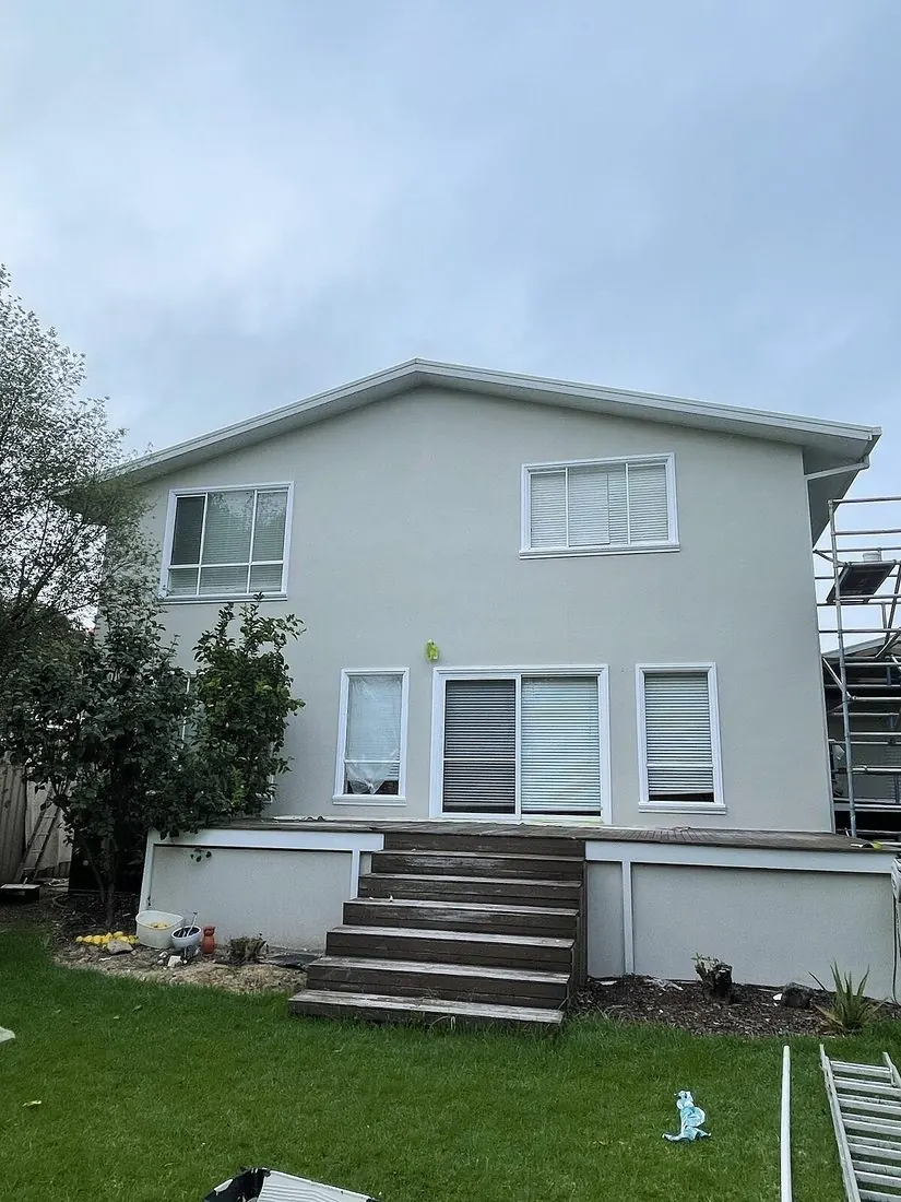 Freshly painted exterior render on our Coburg project