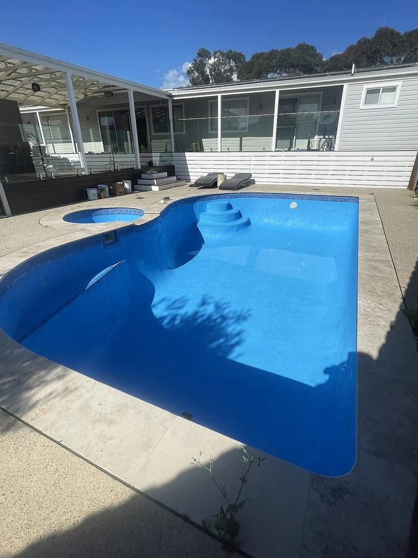 Concrete Pool Recoat in Preston, The finished pool from the far end